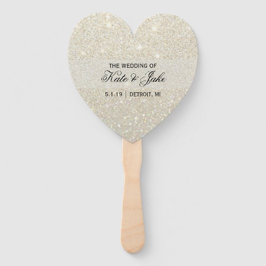 Weddenschapsprogramma - White Gold Glitter Fab Handwaaier (Voorkant)