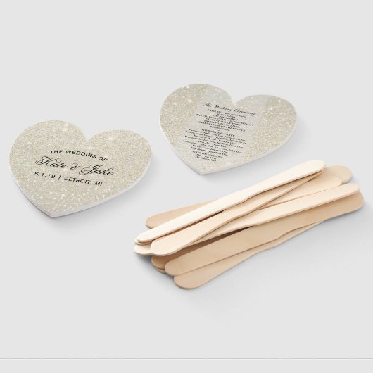 Weddenschapsprogramma - White Gold Glitter Fab Handwaaier (Niet-gemonteerd)