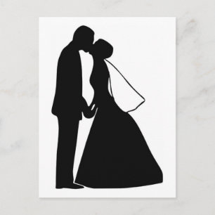 Weddenskusbride en bruinsilhouette briefkaart