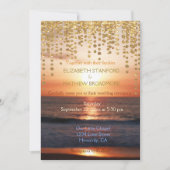 Weddensuitnodiging | Beach Sunset Glitter Kaart (Voorkant)