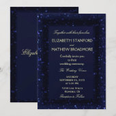 Weddensuitnodiging | Blauwe Sterrennacht Kaart (Voorkant / Achterkant)