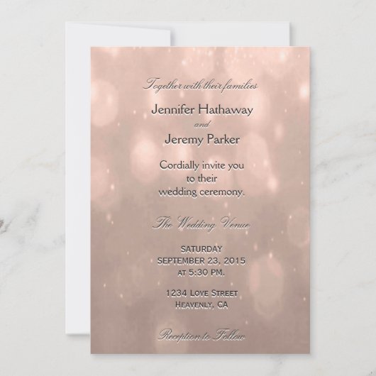 Weddensuitnodiging | Blush Bokeh Kaart (Voorkant)