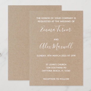 Weddensuitnodiging Craft Paper Script Kaart
