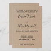 Weddensuitnodiging | Craft Paper Script Kaart (Voorkant / Achterkant)