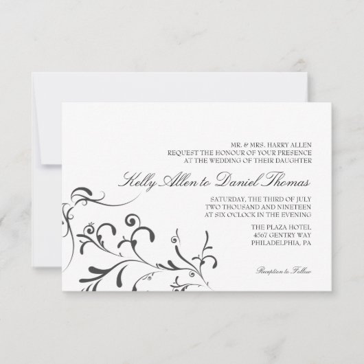 Weddensuitnodiging | Floral Grace |wb Kaart (Voorkant)