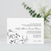 Weddensuitnodiging | Floral Grace |wb Kaart (Staand voorkant)