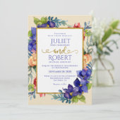 Weddensuitnodiging | Geluk Waterverf Floral Kaart (Staand voorkant)