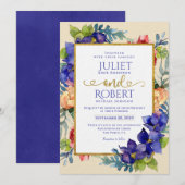 Weddensuitnodiging | Geluk Waterverf Floral Kaart (Voorkant / Achterkant)