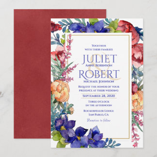Weddensuitnodiging | Geluk Waterverf Floral Kaart