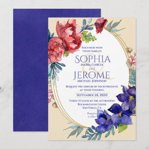 Weddensuitnodiging Gelukkig Floral-Waterverf Kaart