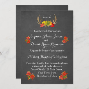 Weddensuitnodiging Herfst Boho Rustic Antlers Kaart