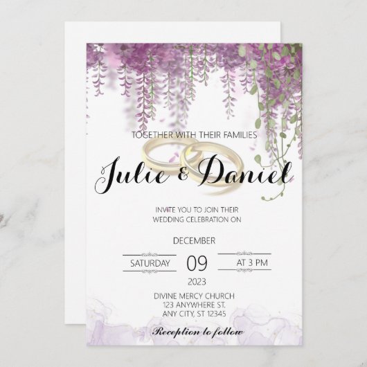 Weddensuitnodiging Kaart (Voorkant / Achterkant)