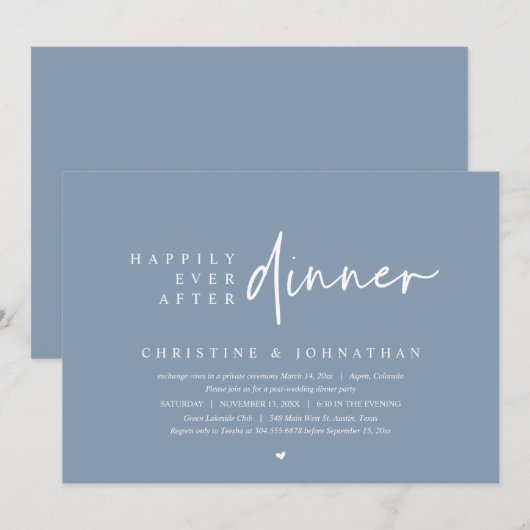 Weddensuitsluiting, gelukkig altijd na het eten kaart (Voorkant / Achterkant)