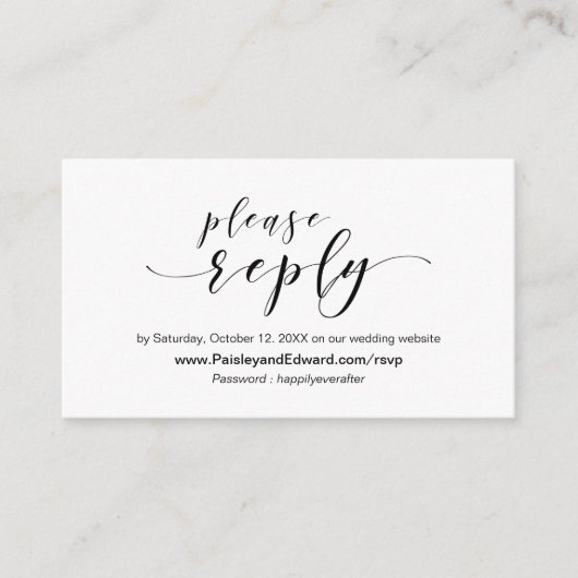 Weddenuitnodiging, online RSVP-website Informatiekaartje (Voorkant)