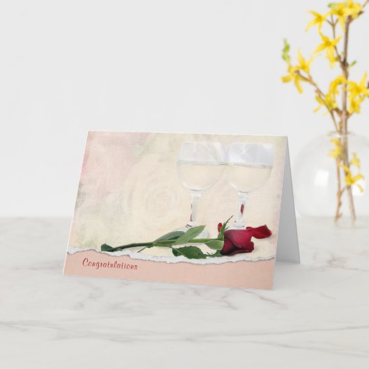 Weddenwijn en Roos - Gefeliciteerd Kaart (Gele Bloem)