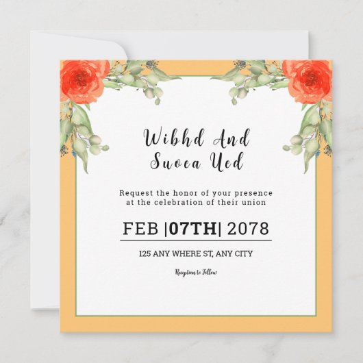 Weddign Square Gatefold Invitation Kaart (Voorkant)