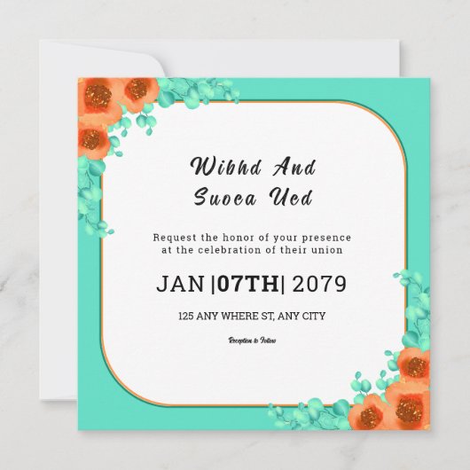 Weddign Square Gatefold Uitnodiging Kaart Design (Voorkant)