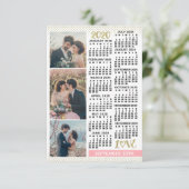 Wedding 2020 Agenda Blush Pink Gold 3-foto's Save The Date (Staand voorkant)