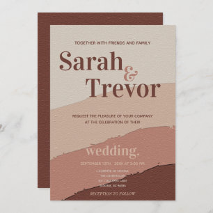 Wedding Abstract 70's Terracotta en Wine Kaart