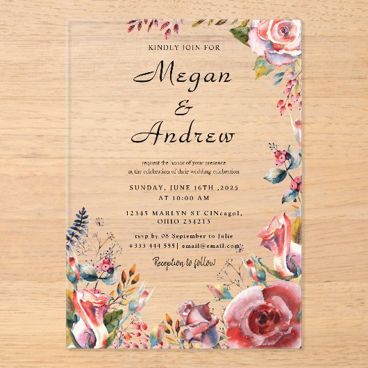 WEDDING Acrylic Invitations Acryl Uitnodigingen (Voorkant)