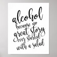 Wedding Alcohol Sign Blacka en White, 8x10
