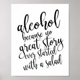 Wedding Alcohol Sign Blacka en White, 8x10 Poster