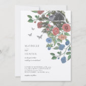 Wedding Alice in Wonderland Cheshire Cat & Florals Kaart (Voorkant)