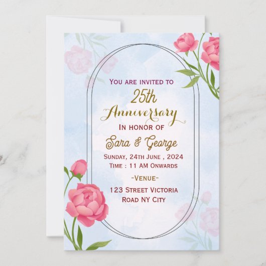 Wedding Anniversary Invitations Kaart (Voorkant)