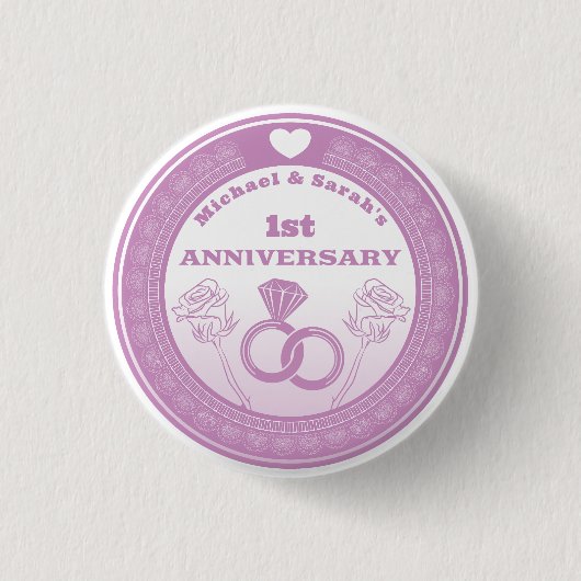 Wedding anniversary Lace look change the year Ronde Button 3,2 Cm (Voorkant)
