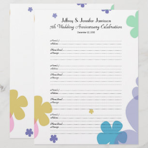 Wedding Anniversary Party Guest Book Sign-In Page
