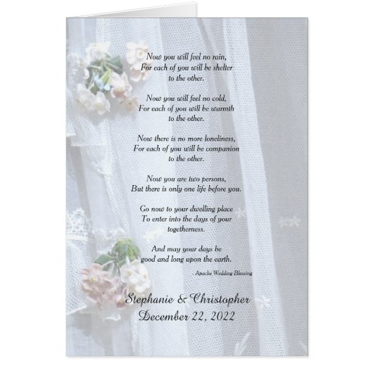 Wedding, Apache Blessing, nu voel je je geen regen (Voorkant)