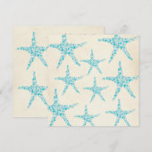 Wedding Aqua Turquoise Starfish Invitation Kaart (Voorkant / Achterkant)
