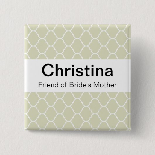 Wedding Badge (grote sans serif) Vierkante Button 5,1 Cm (Voorkant)