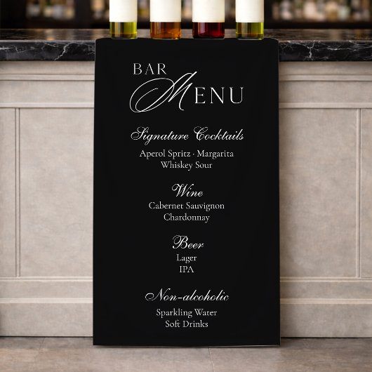 Wedding Bar Menu | Modern Black & White Sign Spandoek