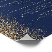 Wedding Bar Menu Navy Blue Gold Glitter Poster (Hoek)