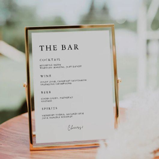 Wedding Bar Menu Sign Sjabloon, Kaart