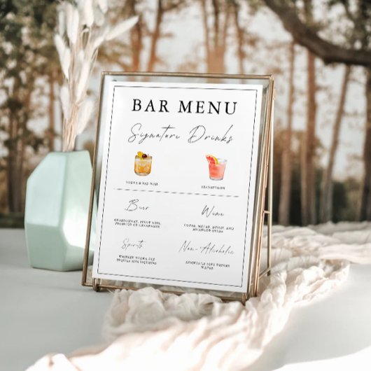 Wedding Bar Menu Sign Sjabloon Poster