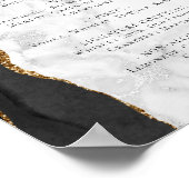 Wedding Bar Menu Zwart Gouden Agaat Marmer Poster (Hoek)