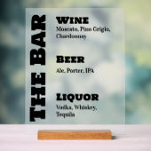 Wedding Bar Sign - Custom Acrylic Drink Display (Neutraal)