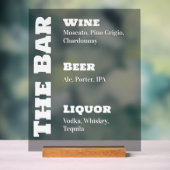 Wedding Bar Sign - Custom Acrylic Drink Display (Neutraal)