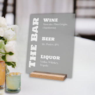 Wedding Bar Sign - Custom Acrylic Drink Display