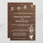 Wedding Barn Mason Jar Classic Wood Rustilights Kaart (Voorkant / Achterkant)