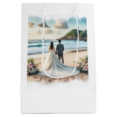 Wedding Beach Couple Medium Cadeauzakje (Achterkant)