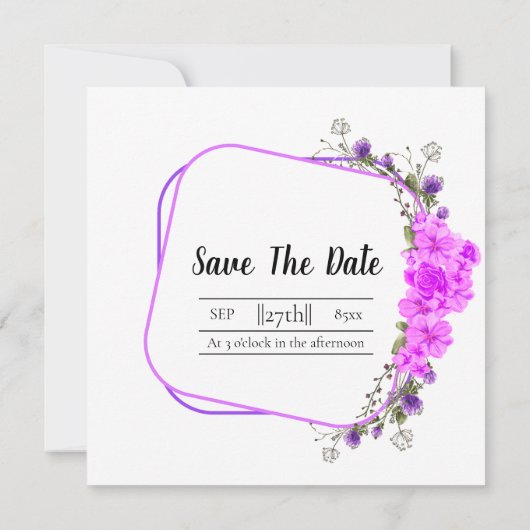 Wedding Beauful Floral Iivitation Kaart (Achterkant)