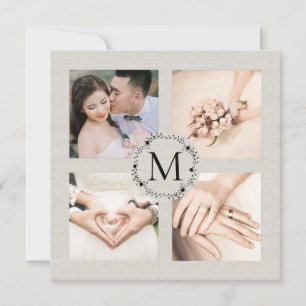 Wedding Bedankt Monogrammed Foto Collage Kaart