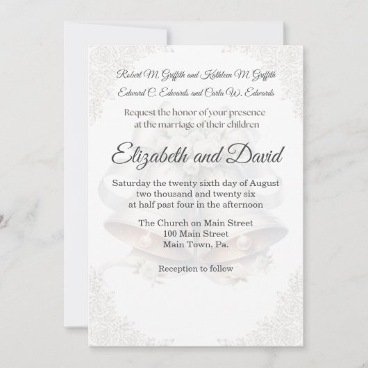 Wedding Bell Background Wedding Invitation Kaart (Voorkant)