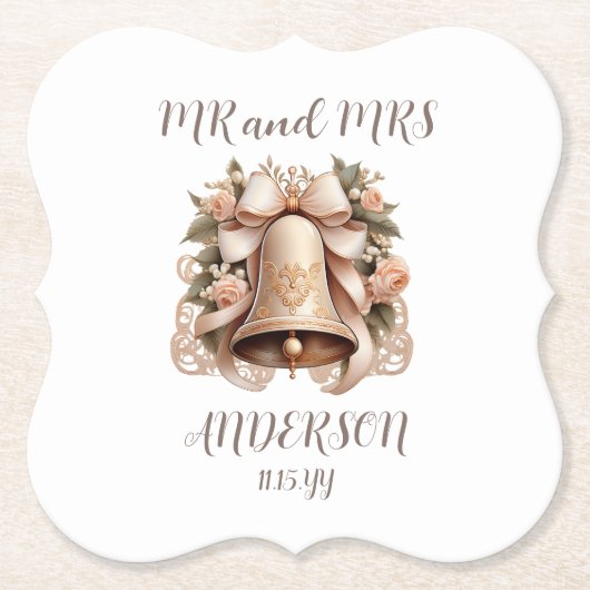 Wedding Bell Coaster Kartonnen Onderzetters (Voorkant)