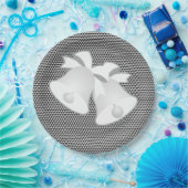 Wedding Bells Black White Geo Papieren Bordje (Feest)