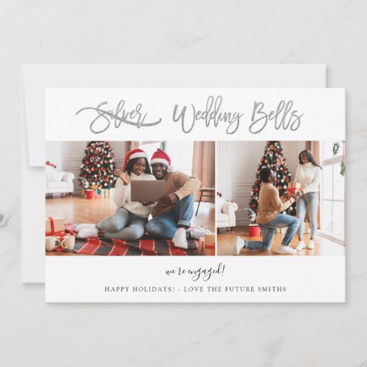 Wedding Bells Multi Photo Verloving Kaart (Voorkant)