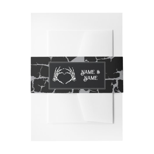 Wedding Belly Band Halloween Skelet Hart Handen Uitnodigingen Wikkel (Voorkant Voorbeeld)